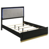 Best Furniture Outlet - Coaster - Caraway Wood Queen LED Panel Bed Black - 224781Q