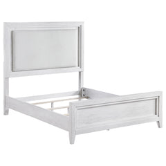 Best Furniture Outlet - Coaster - Marielle California King Panel Upholstered Bed Distressed White - 224841KW