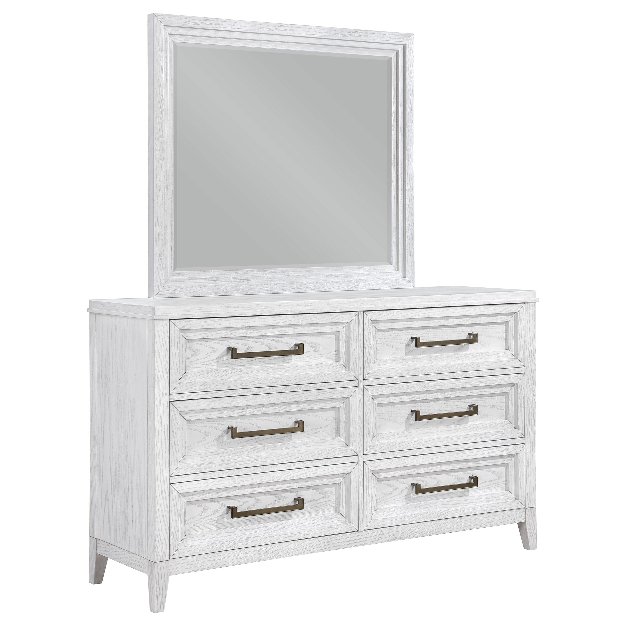 Best Furniture Outlet - Coaster - Marielle 6-drawer Dresser with Mirror Distressed White - 224843M