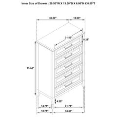 Marielle 5-drawer Bedroom Chest Distressed White