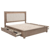 Best Furniture Outlet - Coaster - Kenora 56-inch Eastern King LED Storage Bed Barley Brown - 224850KE