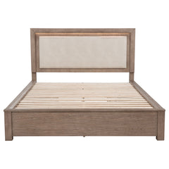 Kenora 56-inch Eastern King LED Storage Bed Barley Brown