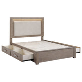 Best Furniture Outlet - Coaster - Kenora 56-inch California King LED Storage Bed Barley Brown - 224850KW