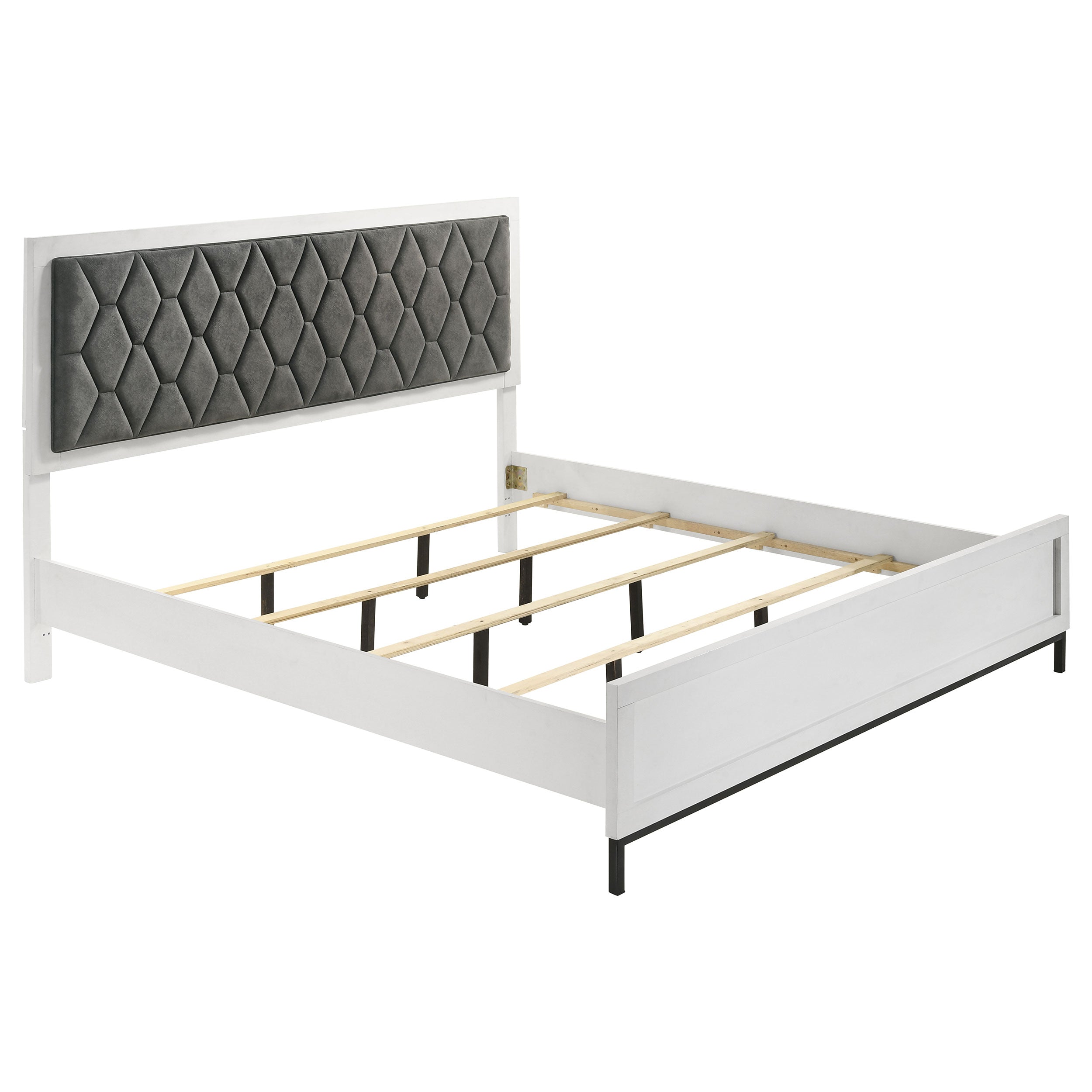 Best Furniture Outlet - Coaster - Sonora Eastern King Upholstered Panel Bed White  - 224861KE