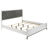 Best Furniture Outlet - Coaster - Sonora Eastern King Upholstered Panel Bed White  - 224861KE