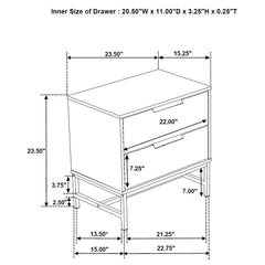 Sonora 2-drawer Nightstand Bedside Table White