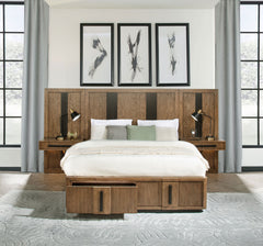 Best Furniture Outlet - Coaster - Terrace Eastern King Wall Panel Storage Bed Ash Brown - 224900KE-S3P