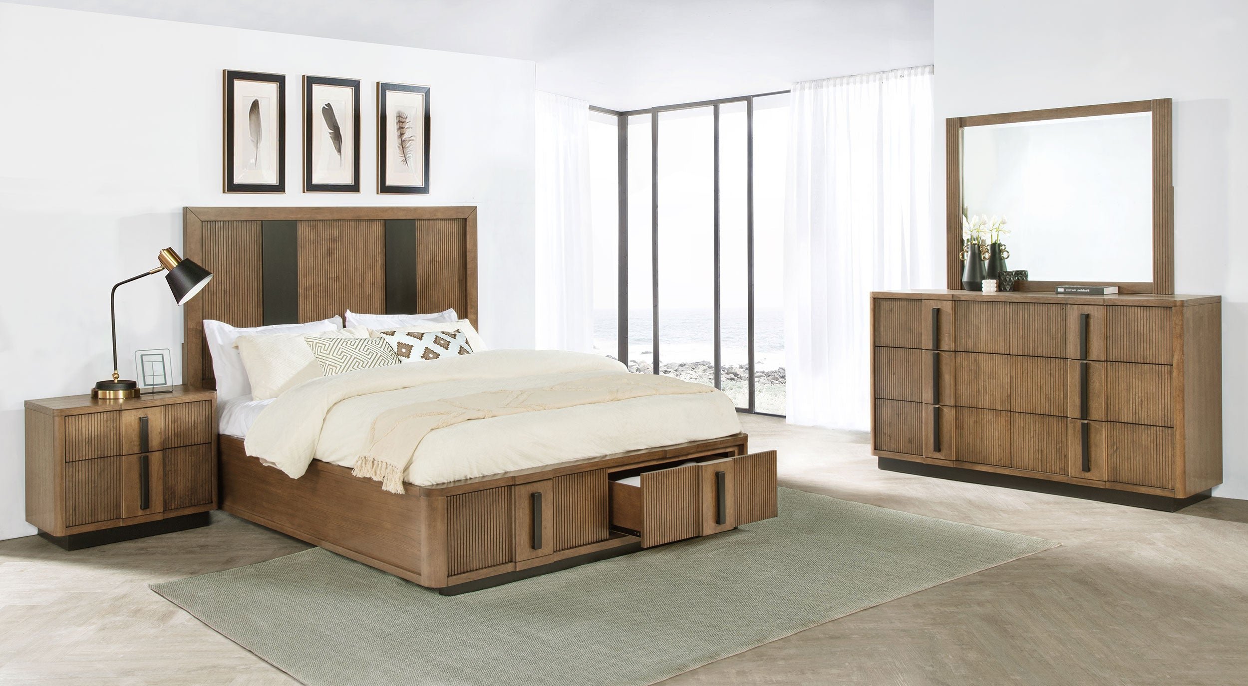 Best Furniture Outlet - Coaster - Terrace 4-piece Eastern King Bedroom Set Ash Brown - 224900KE-S4