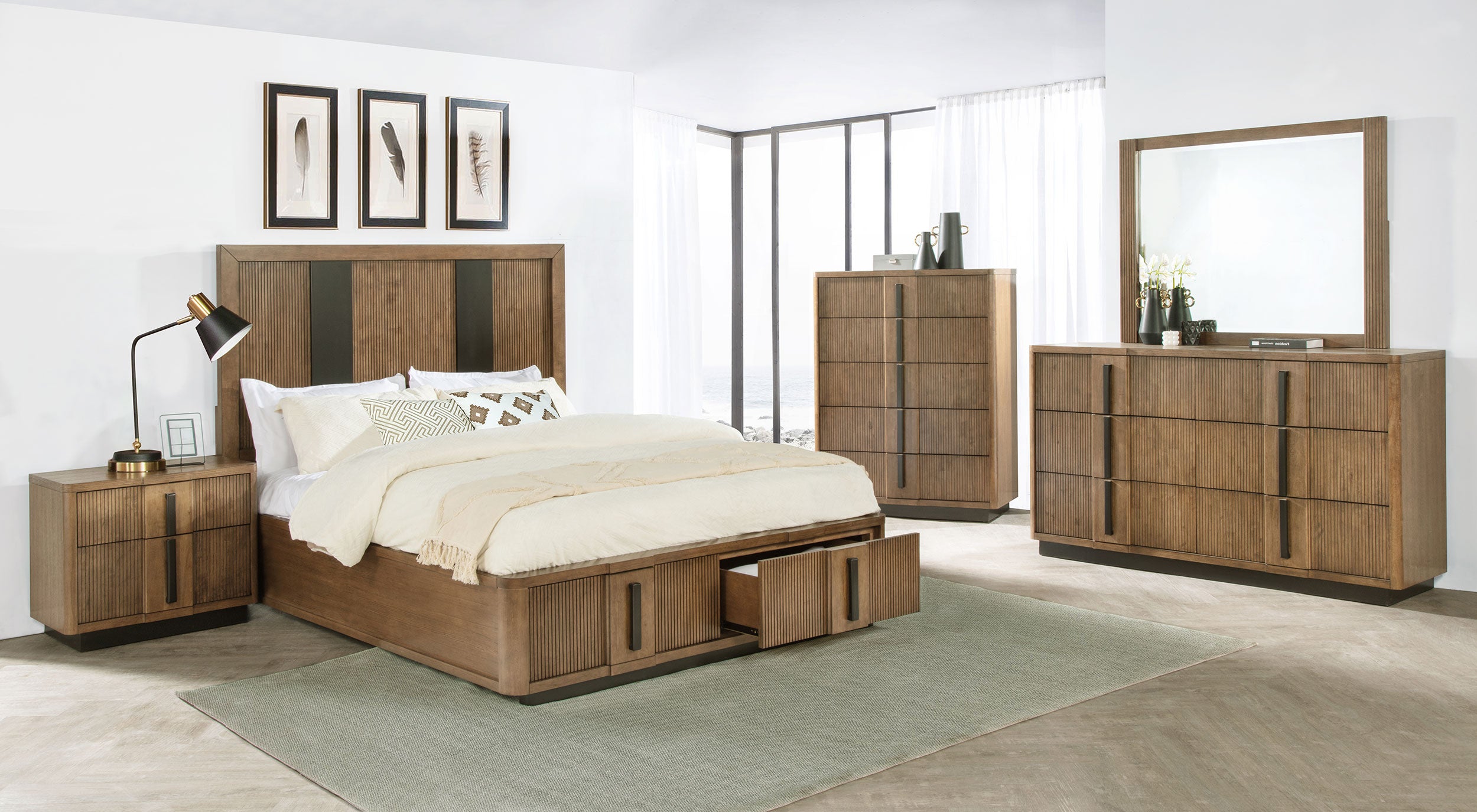 Best Furniture Outlet - Coaster - Terrace 5-piece Eastern King Bedroom Set Ash Brown - 224900KE-S5