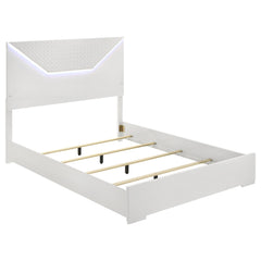Best Furniture Outlet - Coaster - Ives Queen Panel Bed LED Headboard White High Gloss - 224941Q