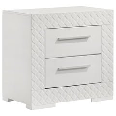 Best Furniture Outlet - Coaster - Ives 2-drawer Nightstand Bedside Table White High Gloss - 224942
