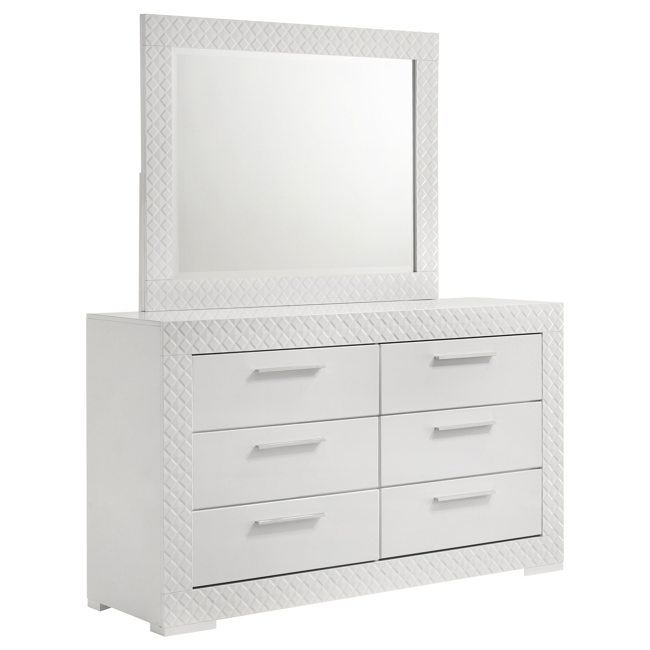 Best Furniture Outlet - Coaster - Ives 6-drawer Dresser and Mirror White High Gloss - 224943M