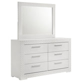 Best Furniture Outlet - Coaster - Ives 6-drawer Dresser and Mirror White High Gloss - 224943M
