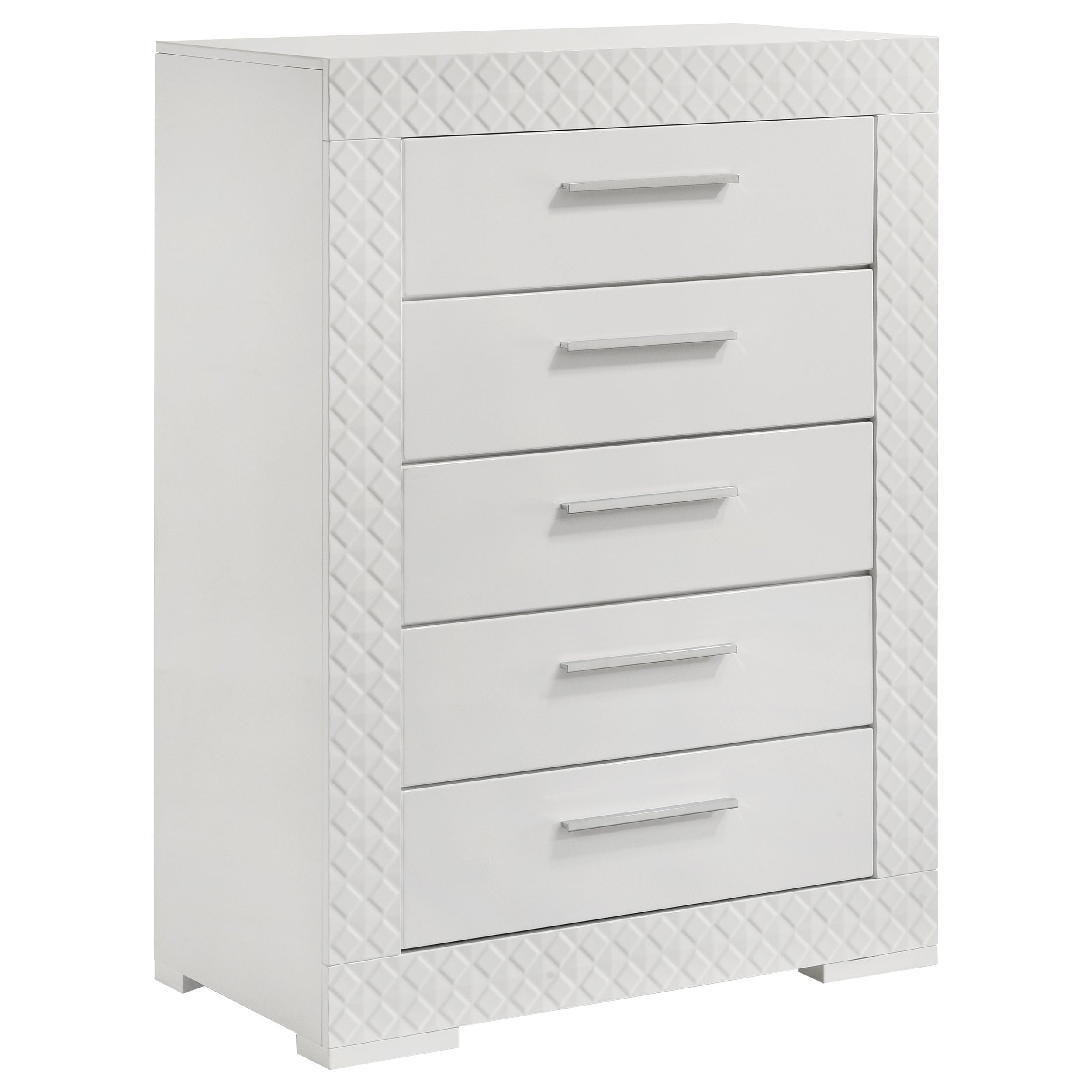 Best Furniture Outlet - Coaster - Ives 5-drawer Bedroom Chest of Drawers White High Gloss - 224945