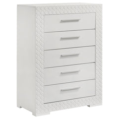 Best Furniture Outlet - Coaster - Ives 5-drawer Bedroom Chest of Drawers White High Gloss - 224945