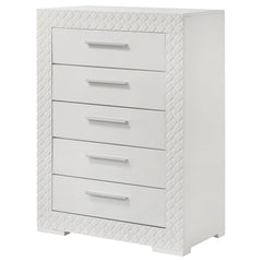Ives 5-drawer Bedroom Chest of Drawers White High Gloss