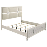 Best Furniture Outlet - Coaster - Olivia Eastern King Panel Bed LED Headboard Pearl White - 224951KE