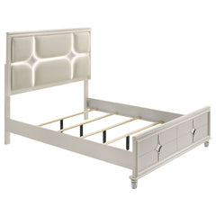 Best Furniture Outlet - Coaster - Olivia Queen Panel Bed LED Headboard Pearl White - 224951Q