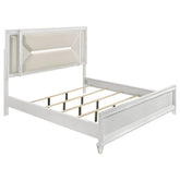 Best Furniture Outlet - Coaster - Marmore 64-inch California King Bed LED Headboard White - 224961KW