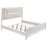 Best Furniture Outlet - Coaster - Marmore 64-inch Queen Panel Bed LED Headboard White - 224961Q