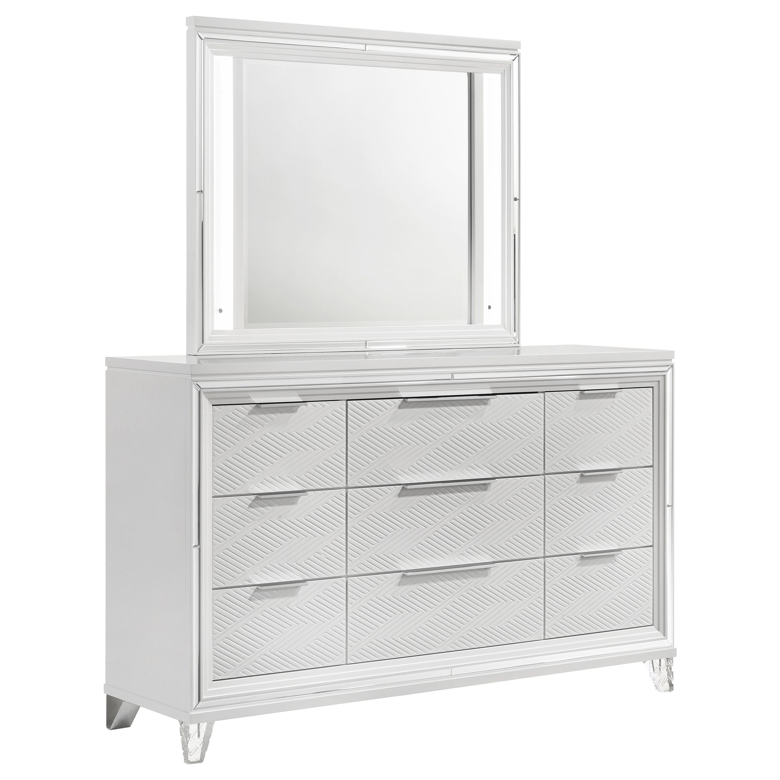 Best Furniture Outlet - Coaster - Marmore 9-drawer Dresser and LED Mirror White - 224963M