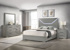 Best Furniture Outlet - Coaster - Ives 4-piece Eastern King Bedroom Set Grey High Gloss - 224971KE-S4