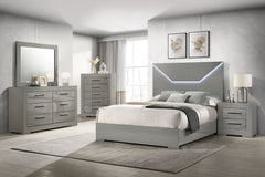 Best Furniture Outlet - Coaster - Ives 5-piece Eastern King Bedroom Set Grey High Gloss - 224971KE-S5
