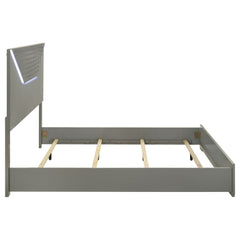 Ives Eastern King Panel Bed LED Headboard Grey High Gloss