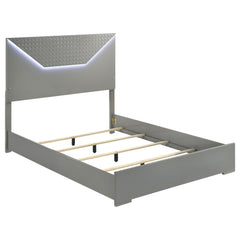 Best Furniture Outlet - Coaster - Ives Queen Panel Bed LED Headboard Grey High Gloss - 224971Q