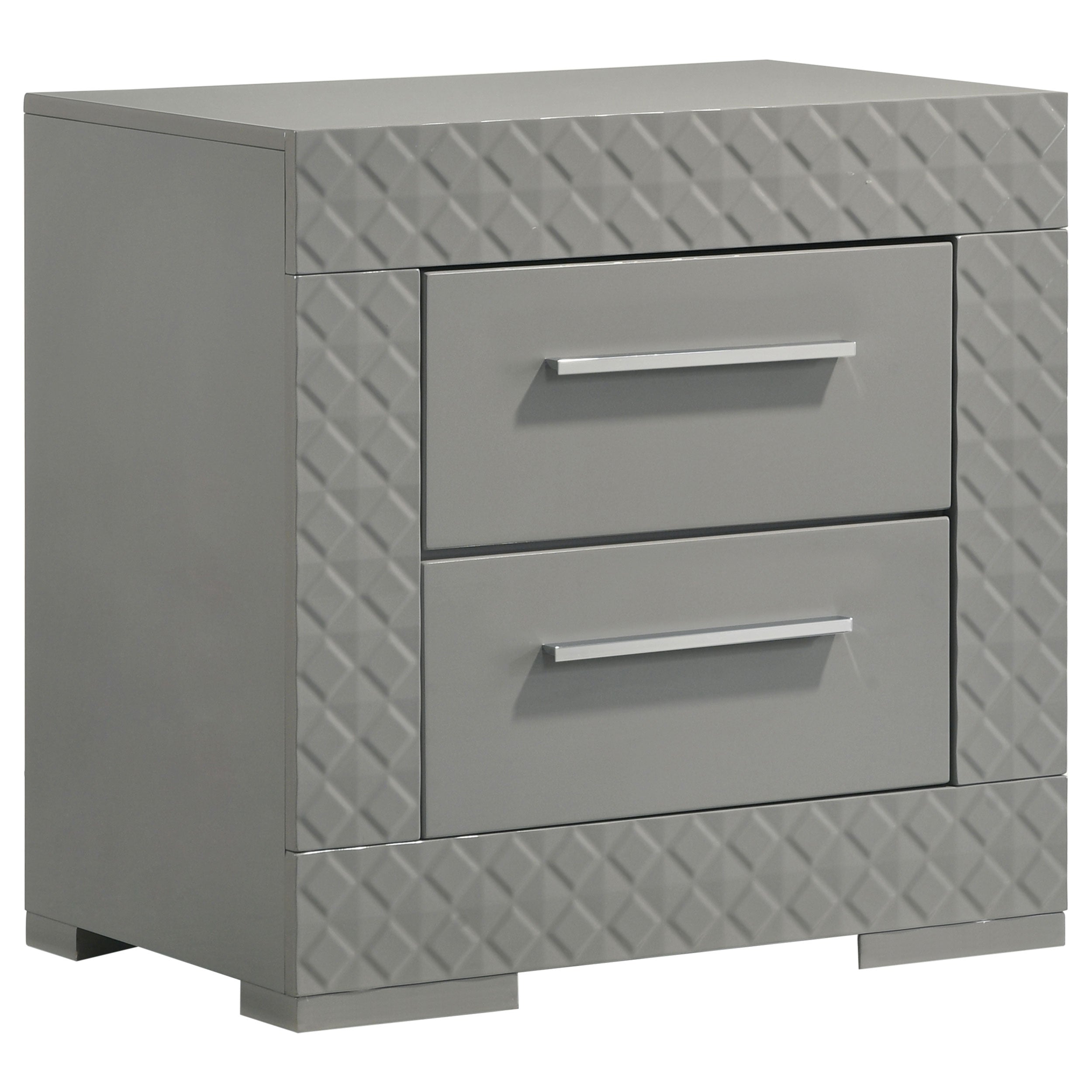 Best Furniture Outlet - Coaster - Ives 2-drawer Nightstand Bedside Table Grey High Gloss - 224972