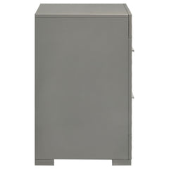 Ives 2-drawer Nightstand Bedside Table Grey High Gloss