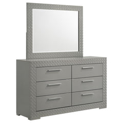 Best Furniture Outlet - Coaster - Ives 6-drawer Dresser and Mirror Grey High Gloss - 224973M