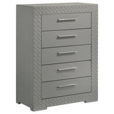 Best Furniture Outlet - Coaster - Ives 5-drawer Bedroom Chest of Drawers Grey High Gloss - 224975
