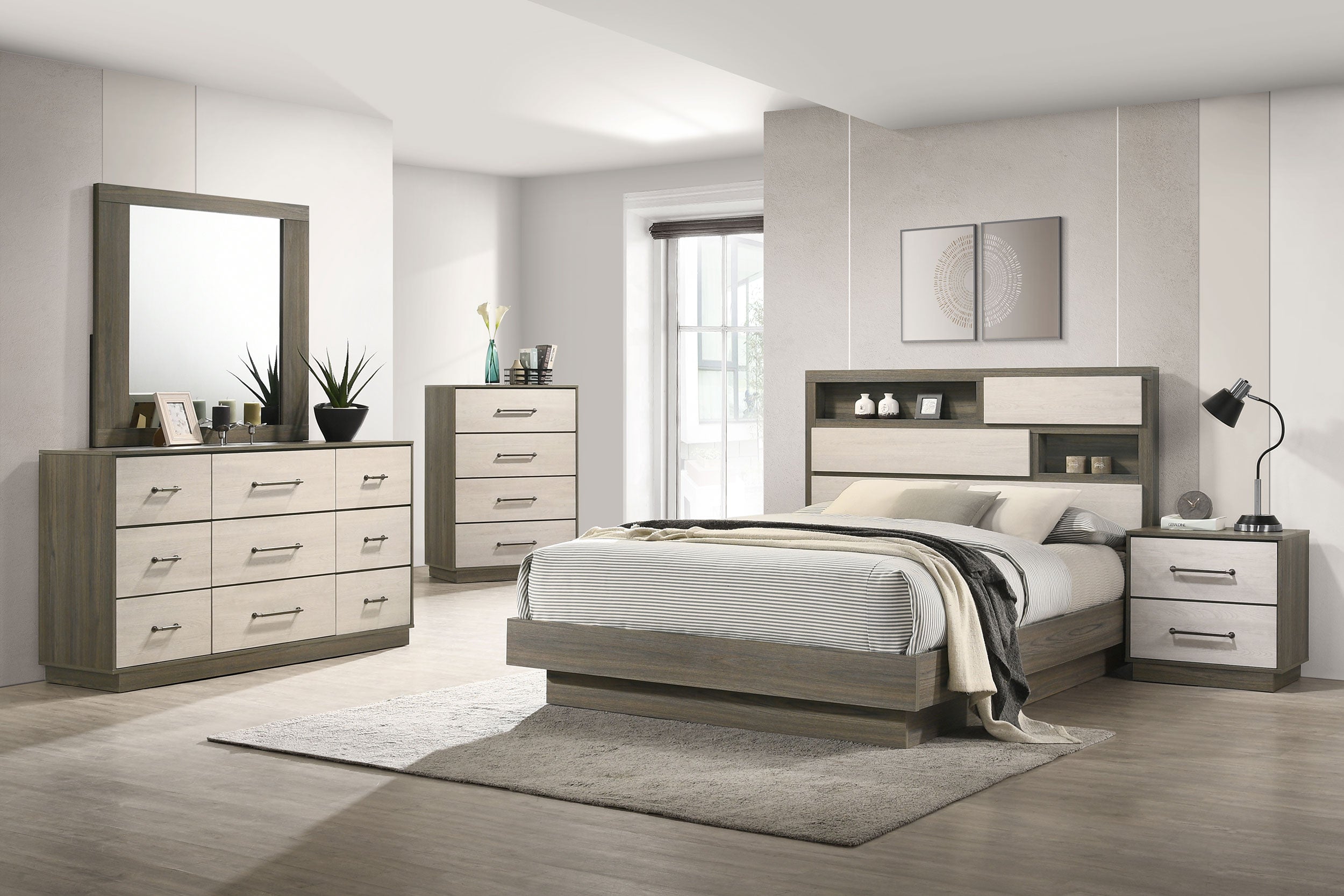 Best Furniture Outlet - Coaster - Fenwick 5-piece Eastern King Bedroom Set Grey Oak - 224981KE-S5