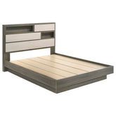 Best Furniture Outlet - Coaster - Fenwick Queen Bed Bookcase Headboard Grey Oak - 224981Q
