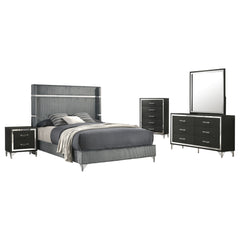 Lucia 5-piece Eastern King Bedroom Set Grey and Black