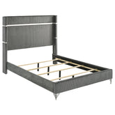 Best Furniture Outlet - Coaster - Lucia 61-inch Upholstered Eastern King Wingback Bed Grey - 224991KE