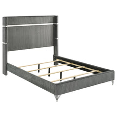 Best Furniture Outlet - Coaster - Lucia 61-inch Upholstered Queen Wingback Bed Grey - 224991Q