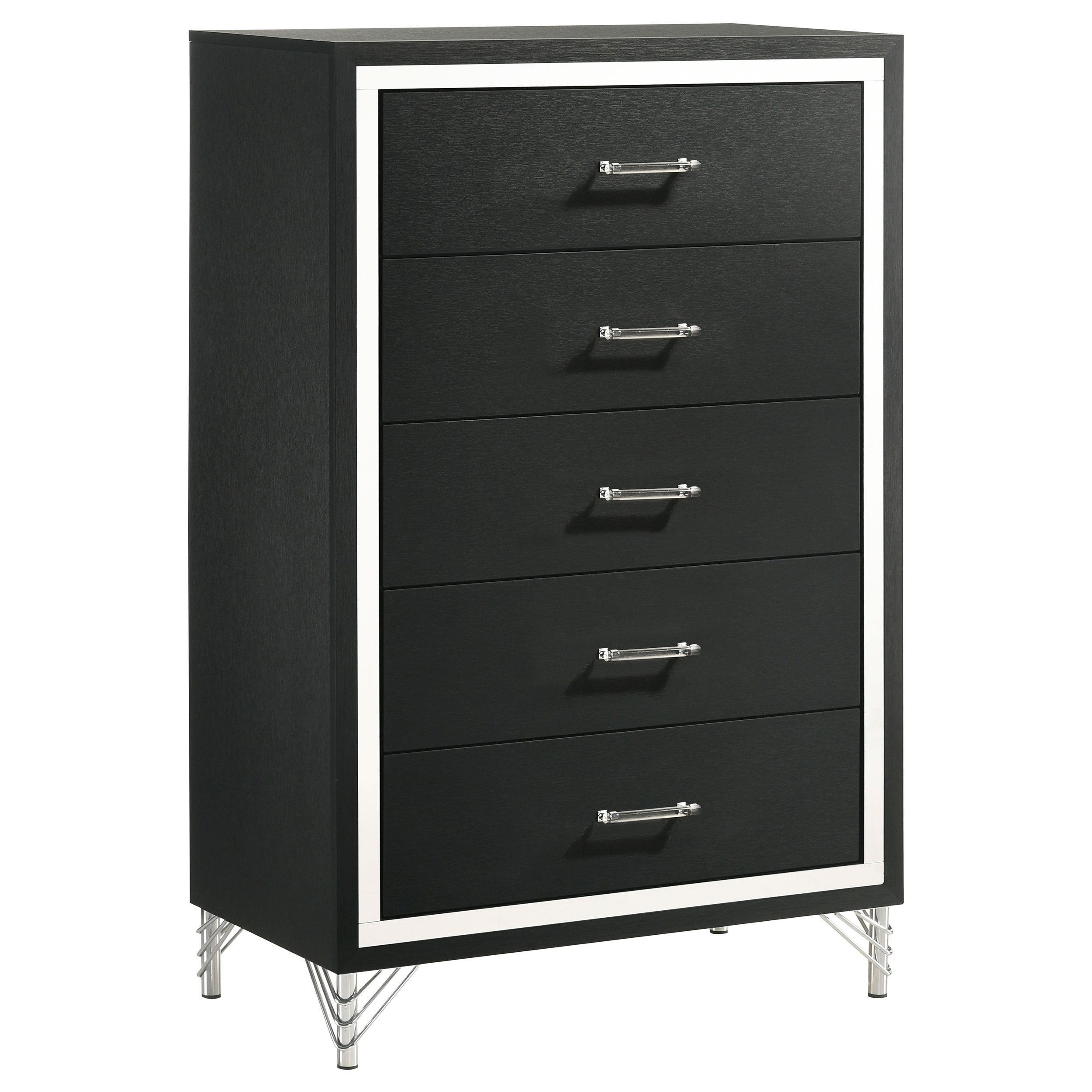 Best Furniture Outlet - Coaster - Lucia 5-drawer Bedroom Chest of Drawers Black - 224995
