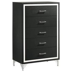 Best Furniture Outlet - Coaster - Lucia 5-drawer Bedroom Chest of Drawers Black - 224995