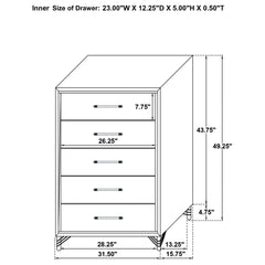 Lucia 5-drawer Bedroom Chest of Drawers Black