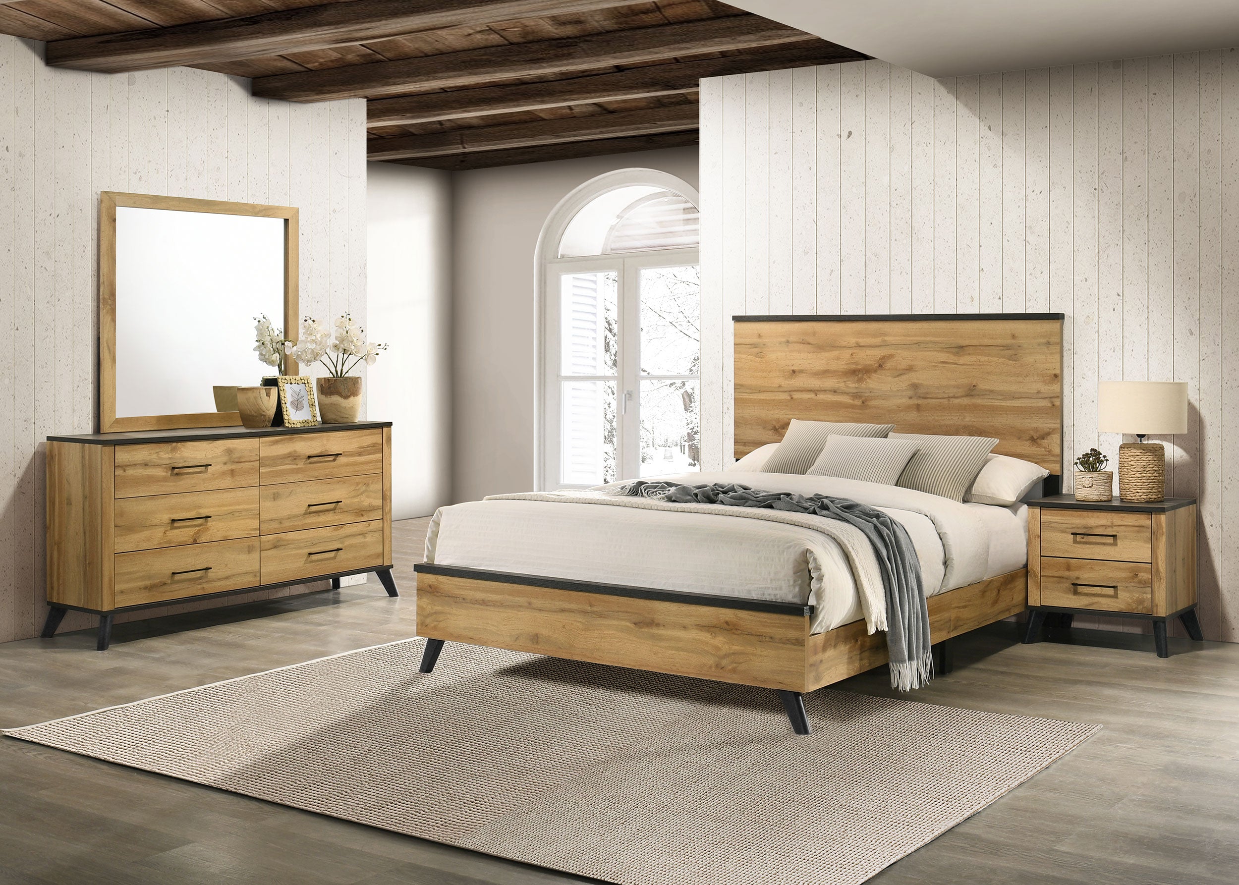 Best Furniture Outlet - Coaster - Kaywood 4-piece Eastern King Bedroom Set Natural Pine - 225001KE-S4