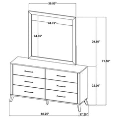 Kaywood 6-drawer Dresser and Mirror Natural Pine