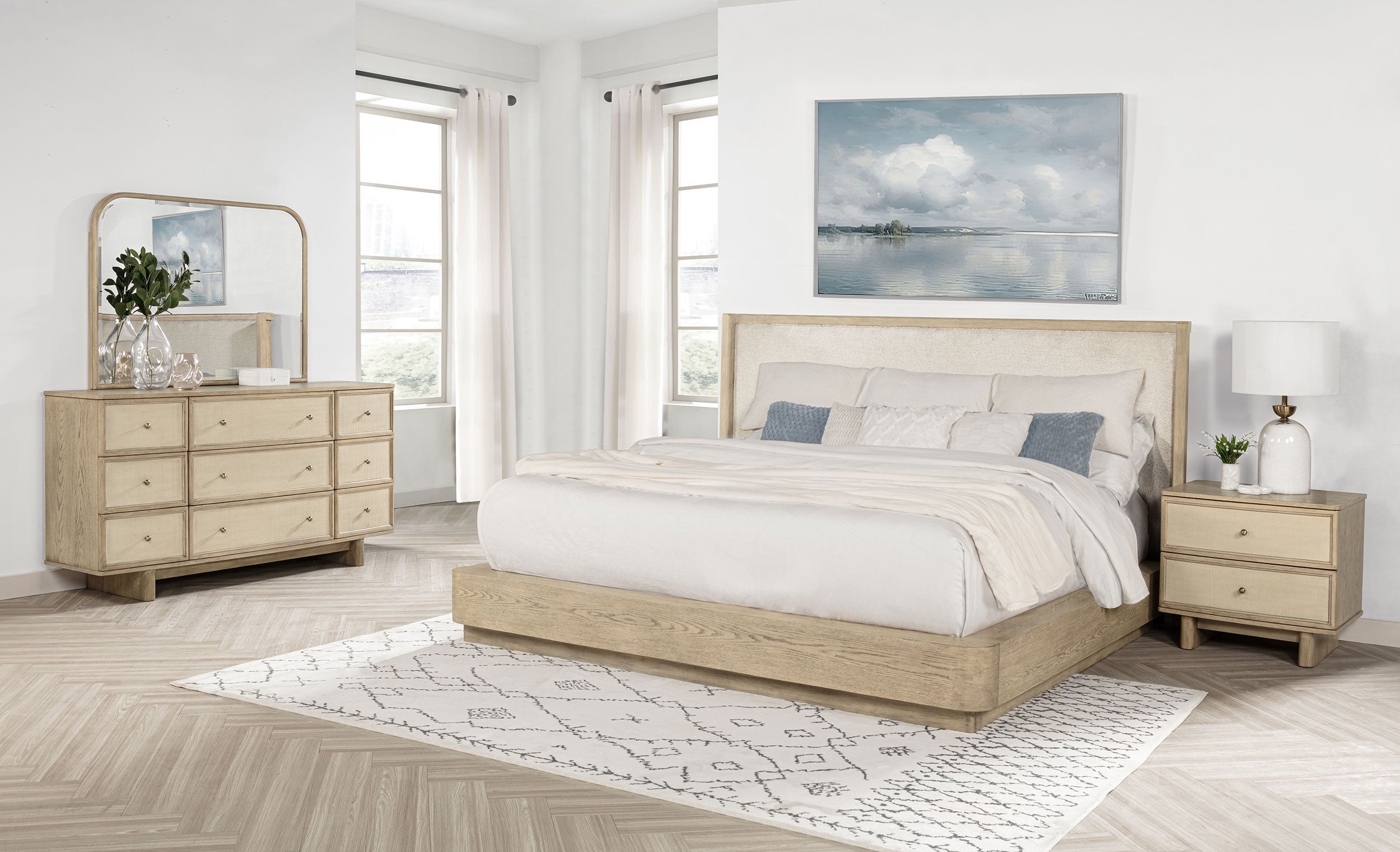 Best Furniture Outlet - Coaster - Kailani 4-piece Eastern King Bedroom Set Beige Oak - 225041KE-S4