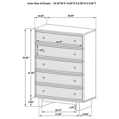 Kailani 5-drawer Bedroom Chest of Drawers Beige Oak