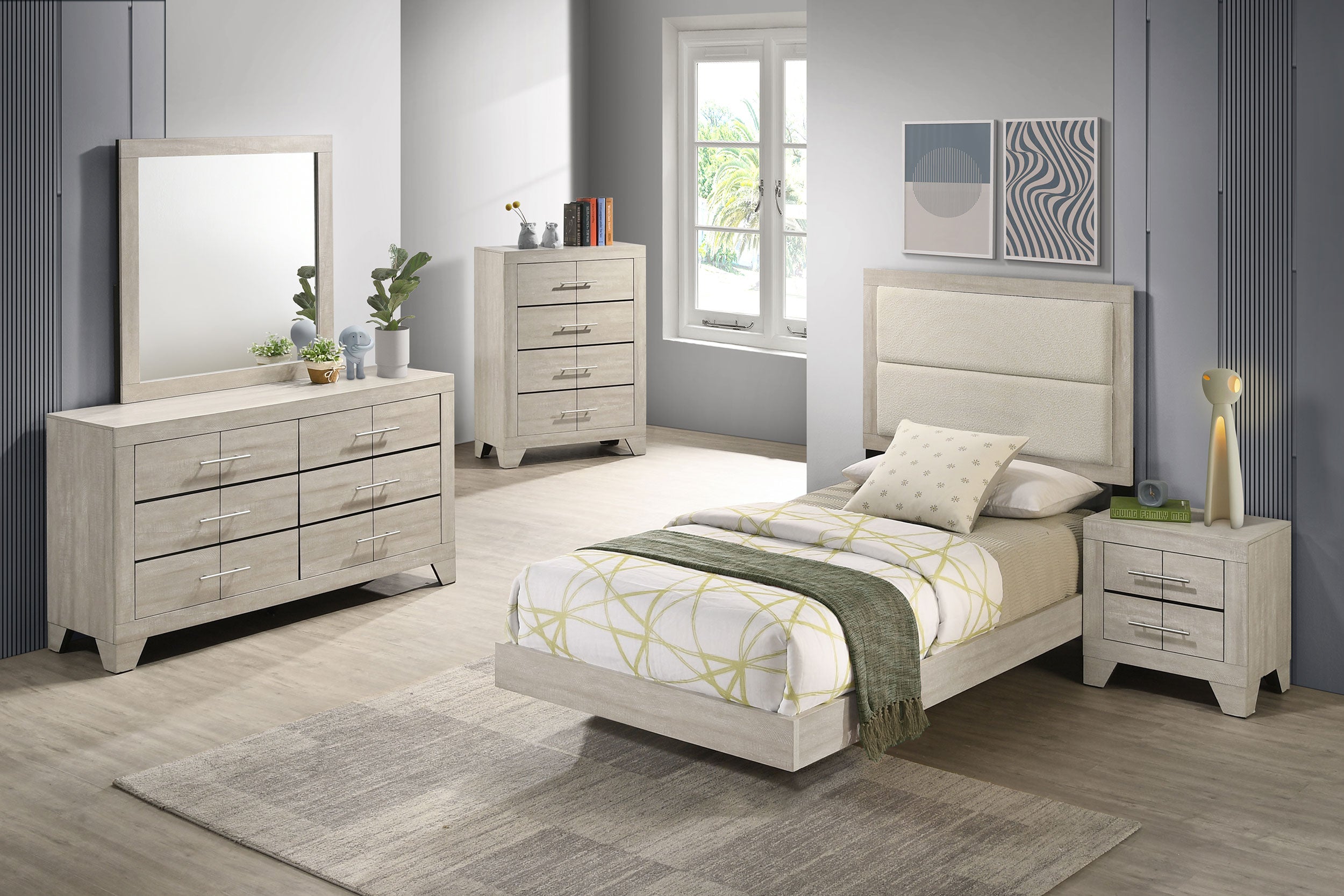 Best Furniture Outlet - Coaster - Trenton 5-piece Twin Bedroom Set Rustic Cream - 225061T-S5