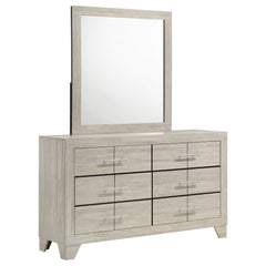 Best Furniture Outlet - Coaster - Trenton 6-drawer Bedroom Dresser With Mirror Rustic Cream - 225063M