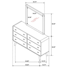 Robyn 6-drawer Bedroom Dresser and Mirror Light Ash