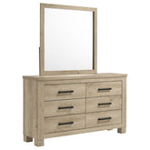 Best Furniture Outlet - Coaster - Oakglen 6-drawer Bedroom Dresser and Mirror Weathered Oak - 225103M