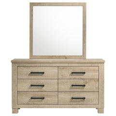 Oakglen 6-drawer Bedroom Dresser and Mirror Weathered Oak